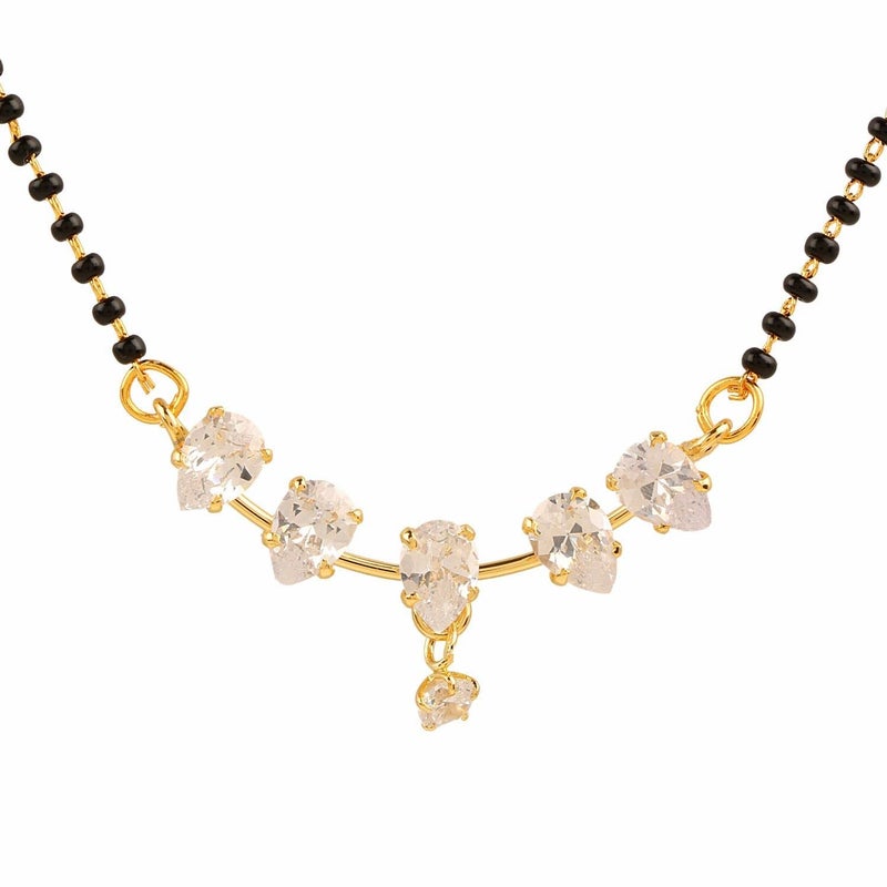 Efulgenz Indian Mangalsutra for Women Traditional CZ Mangalsutra Pendant Necklace Bollywood Jewellery Black Beads Chain Jewelry for Women - Image 1